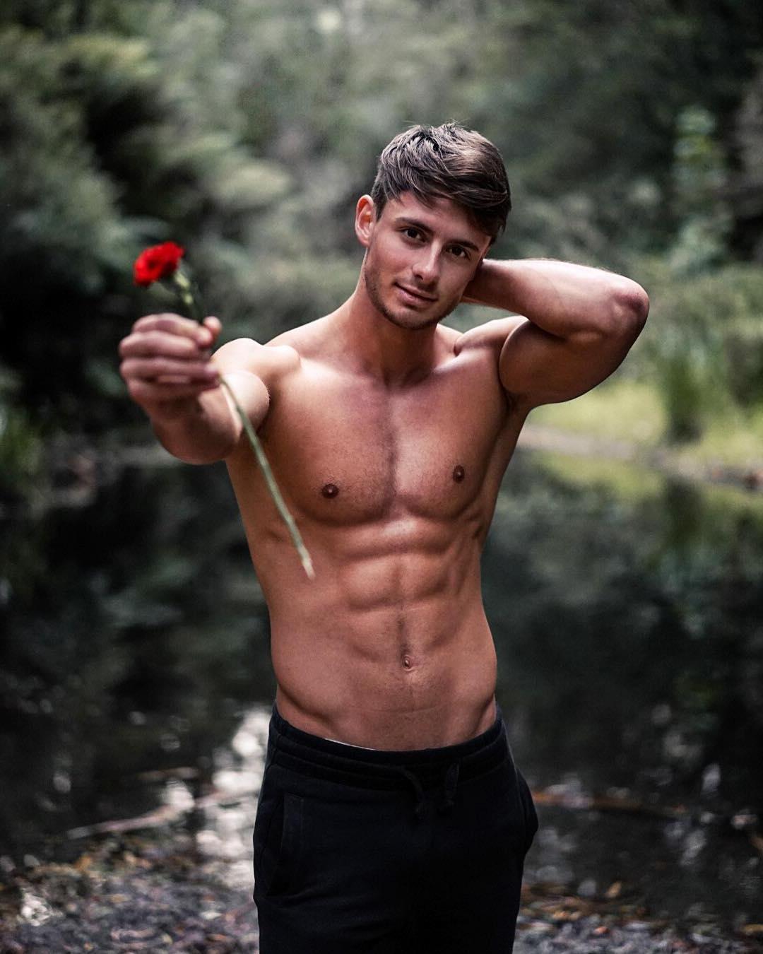 cute-college-boy-shirtless-fit-body-red-rose