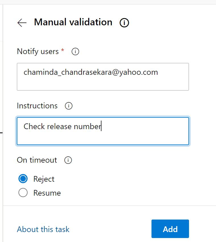 Chaminda's DevOps Journey with MSFT New Manual Validation Task for