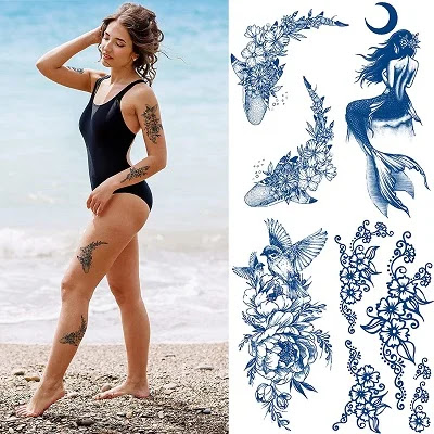 Body Art Flower Word Fake Tattoos