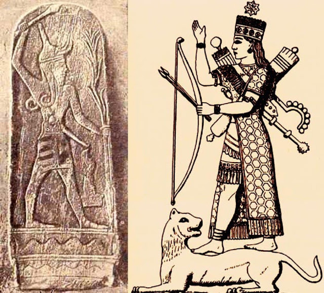 Две скульптуры: демонического Ваала и его спутницы Астарты