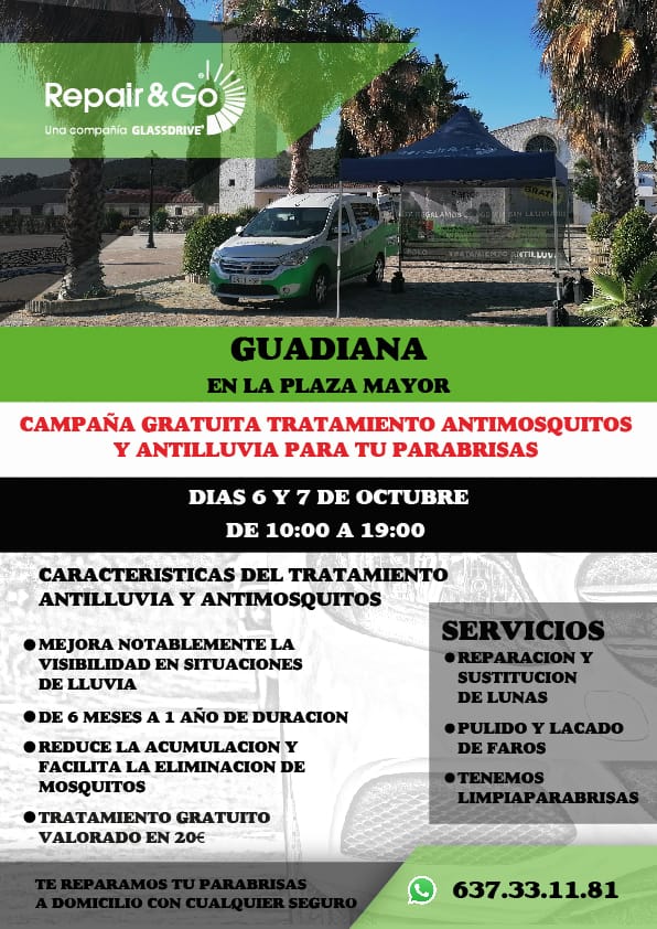 Campaña gratuita de tratamiento antimosquitos y antilluvia para tu  parabrisas - Ayuntamiento de Guadiana