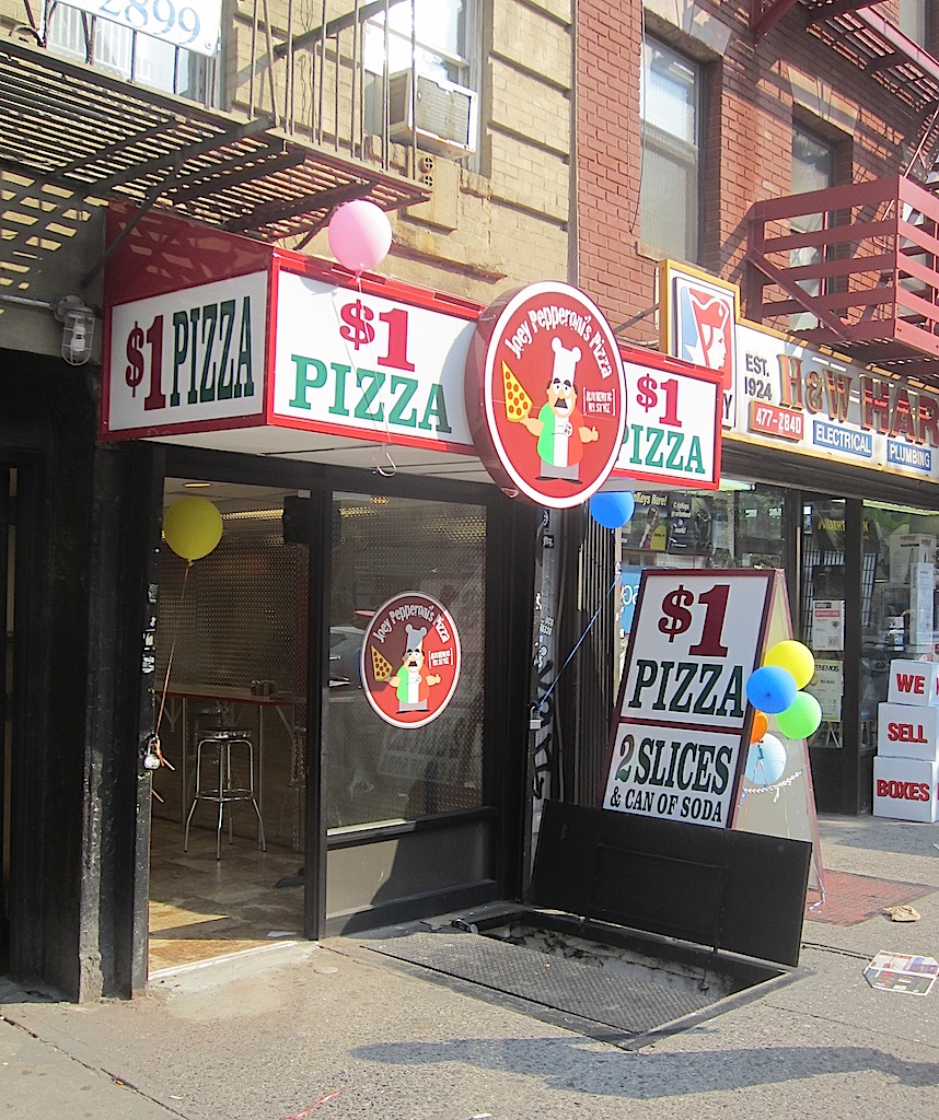 EV Grieve Joey Pepperoni now selling his 1 slice on First Avenue
