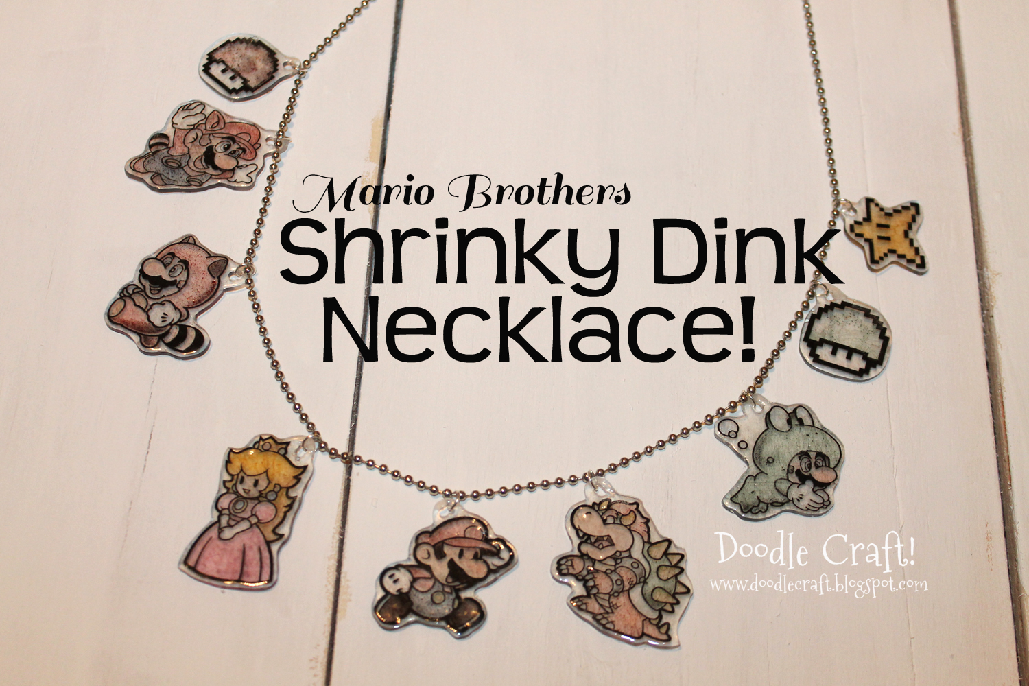 Super Mario Brothers Shrinky Dink Necklace for Video Games Day!