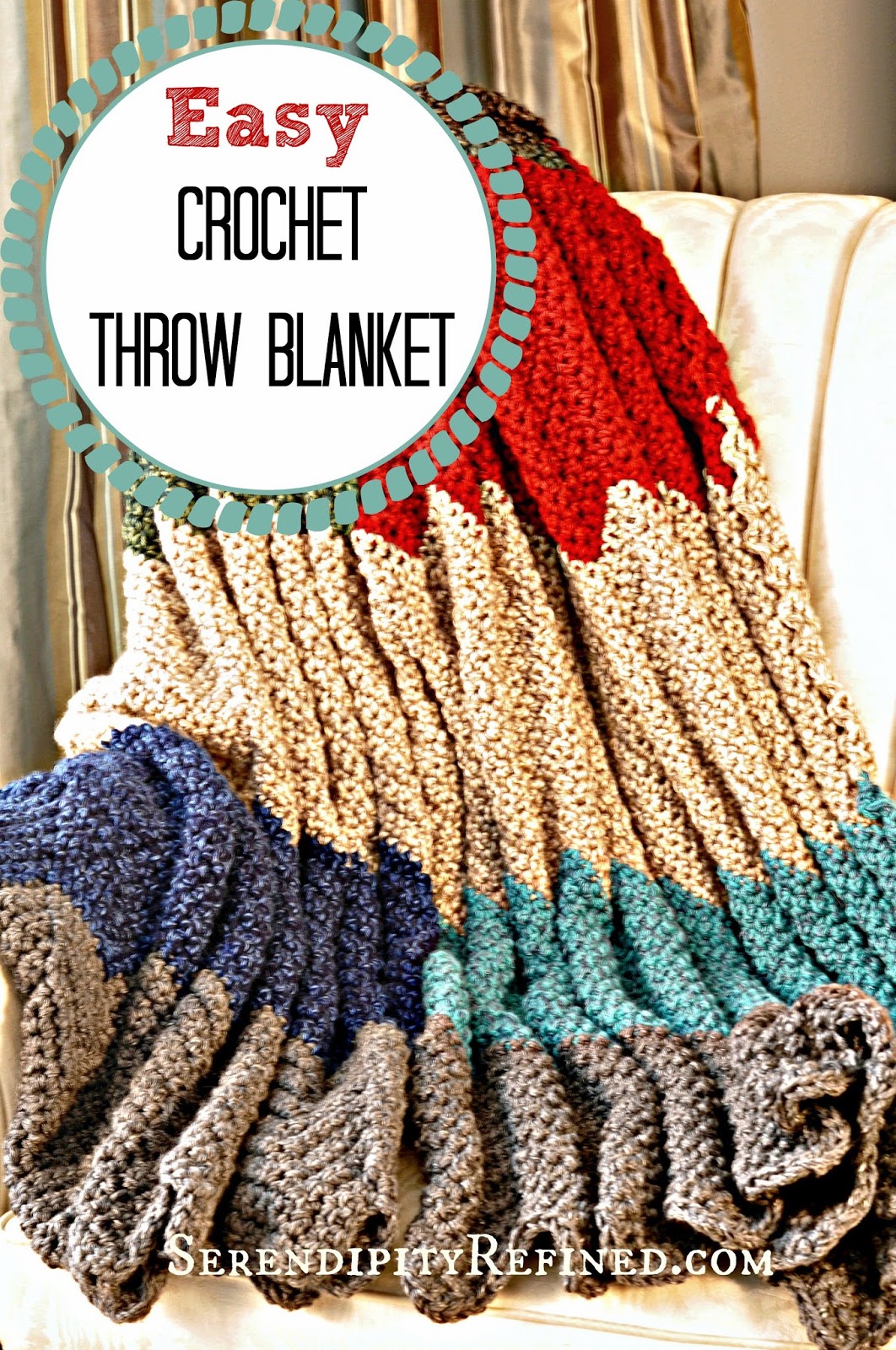 Serendipity Refined Blog: Easy Crochet Throw Blanket Pattern