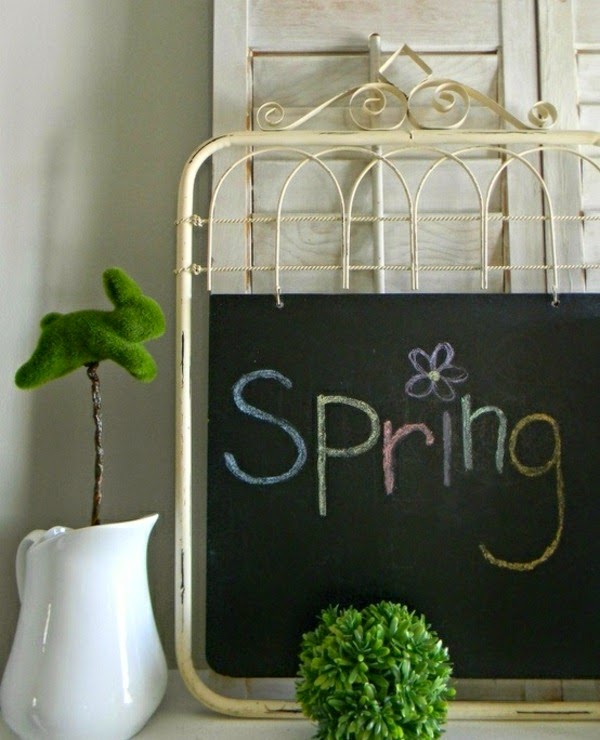 Spring decorations for the fireplace mantel
