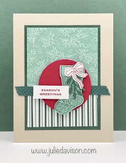 Christmas in July: Stampin' Up! Tidings & Trimmings Card Class Sneak Peek  ~ www.juliedavison.com July 2021 Stamp of the Month Card Class #stampinup