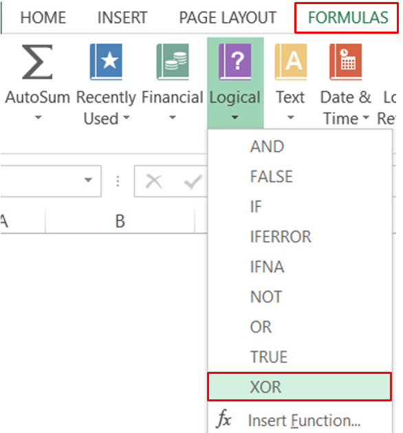 XOR Function in Excel