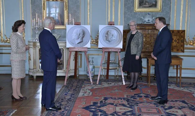 Queen Silvia wore a tweed jacket and skirt from Ann-Taylor. Crown Princess Victoria, Princess Estelle, Princess Sofia