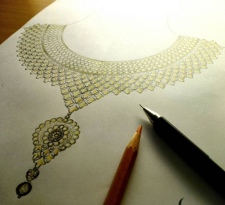 How to draw Beautiful Jewelry Design Drawing  Easy Necklace Design   Jewelry art  art episode  YouTube