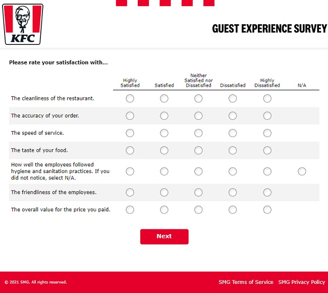 kfc guest experience survey Canada