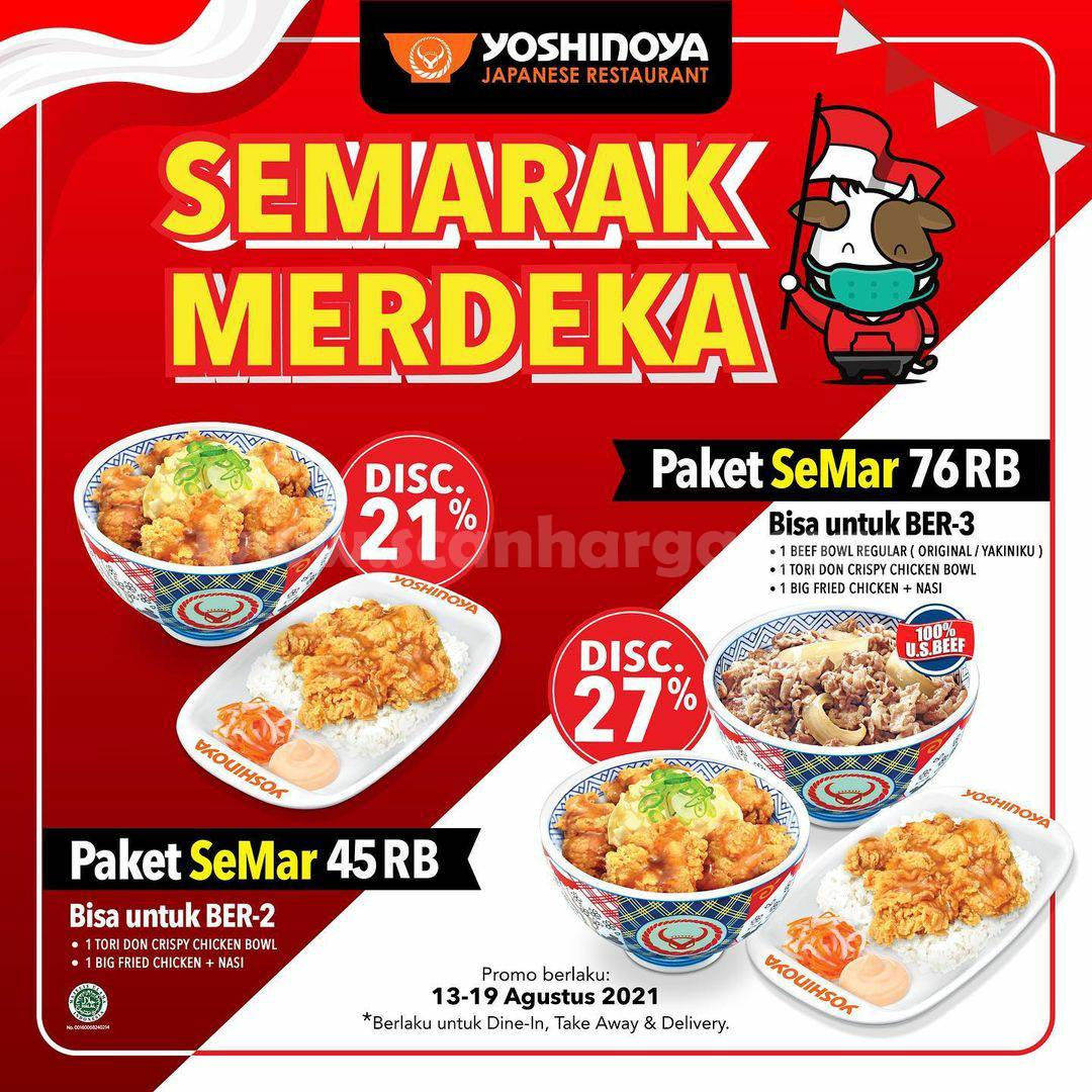 Promo YOSHINOYA SEMARAK MERDEKA - harga Spesial Paket SEMAR mulai Rp. 45RB*