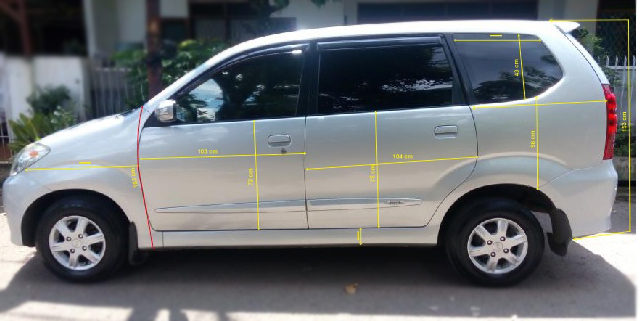 Gambar ukuran bodi mobil Xenia