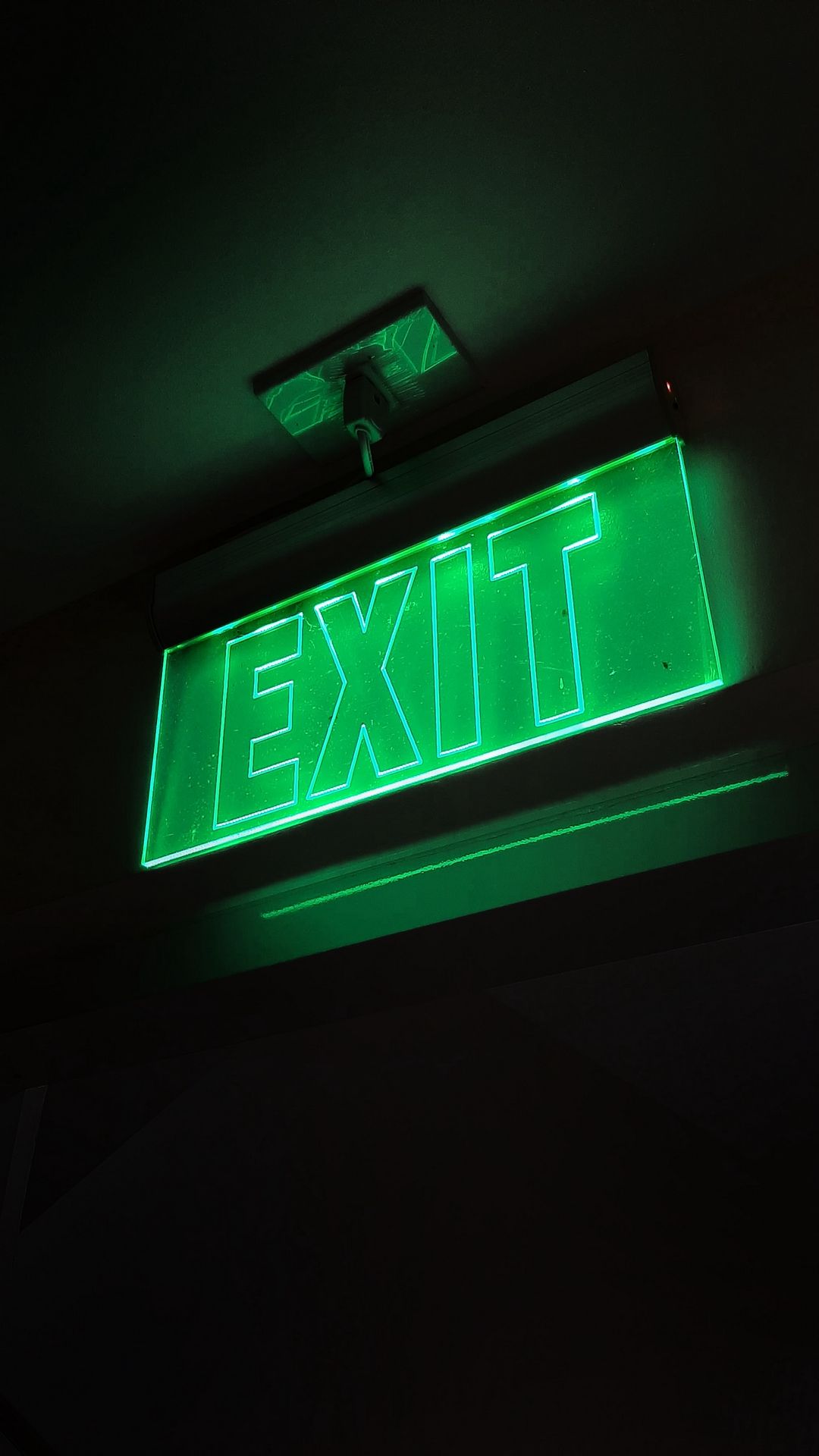HD Wallpaper Exit Sign, Green Neon Text