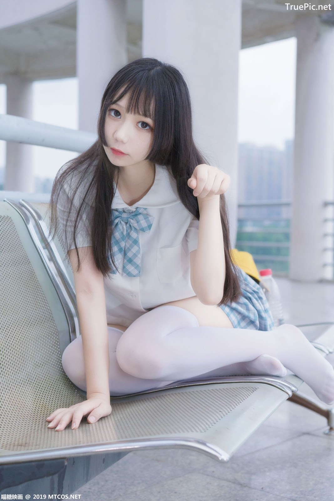 Image [MTCos] 喵糖映画 Vol.015 – Chinese Cute Model - White Shirt and Plaid Skirt - TruePic.net- Picture-38