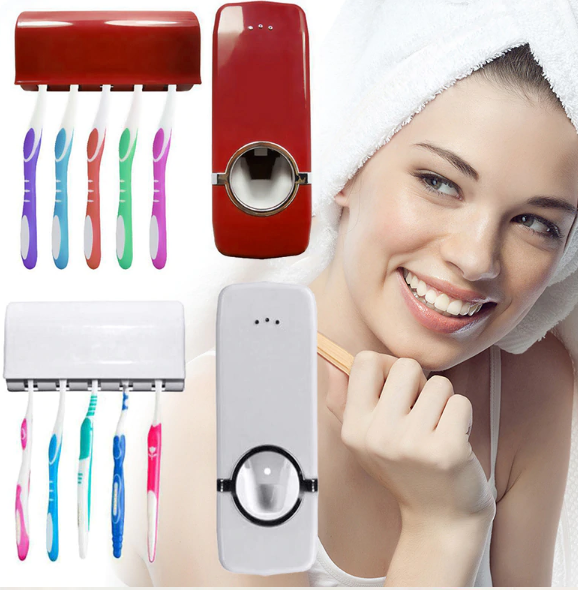 Automatic Toothpaste Squeezer Bathroom Dust-proof Toothbrush Holder Stand Dispenser Suction Wall Wash Set Bath Products TXTB1