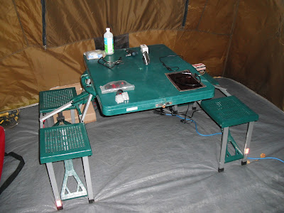 table in a tent
