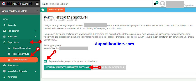 Cara Konfirmasi/Cetak Pakta Integritas Sekolah di PMP EDS2020 Covid-19 Versi 2020.A dan Cara Membatalkannya