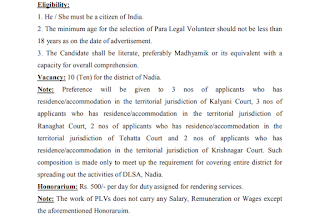 Para Legal Volunteer Recruitment in  Nadia District, Nadia District Recruitment