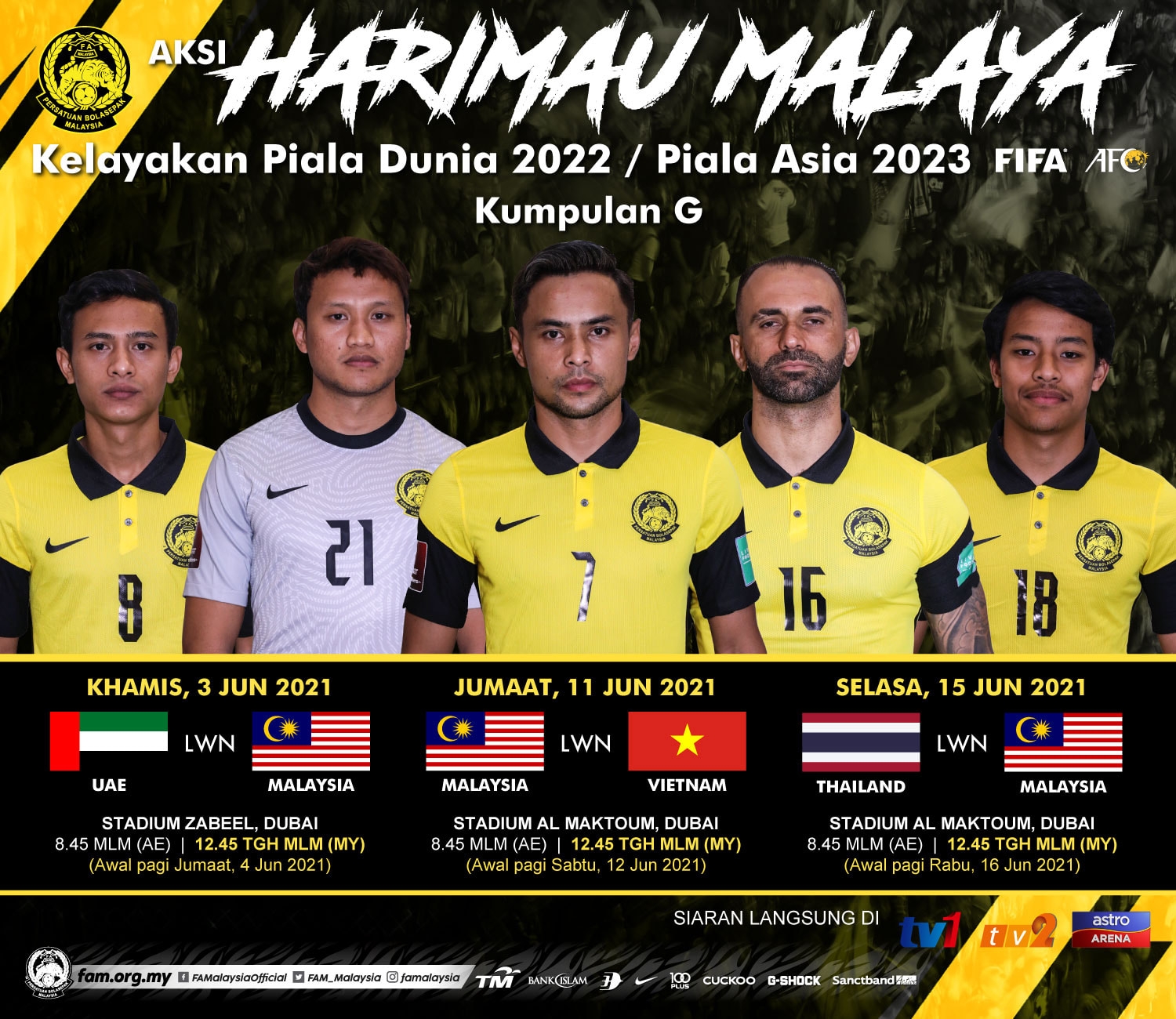 Tarikh malaysia vs thailand 2021