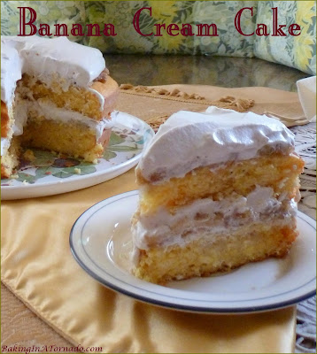 Banana Cream Cake is inspired by the classic pie. Banana, cinnamon and whipped cream adds the flavor, macadamias add the crunch | Recipe developed by www.BakingInATornado.com | #recipe #cake