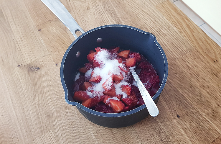 Ingrédients compotée fraises-framboises