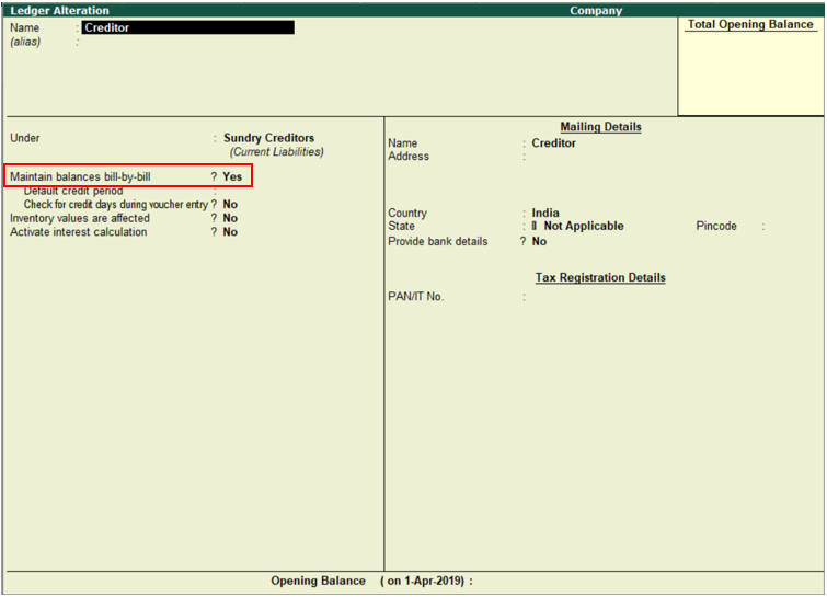 Bill Wise detail in Tally Tally Gate