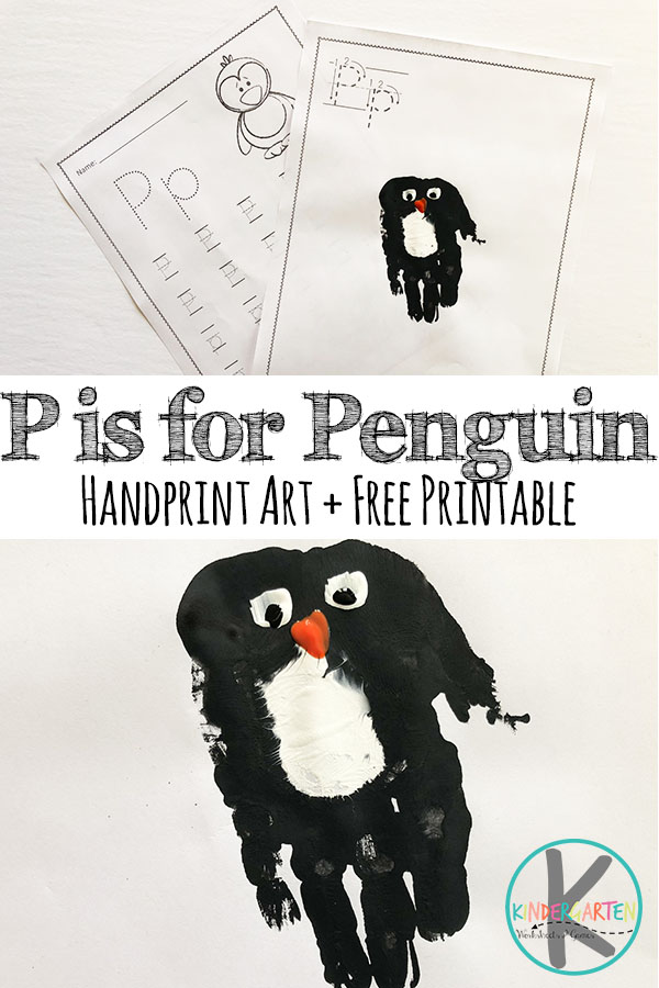 Kindergarten Worksheets and Games: P is for Penguin Handprint Art & P