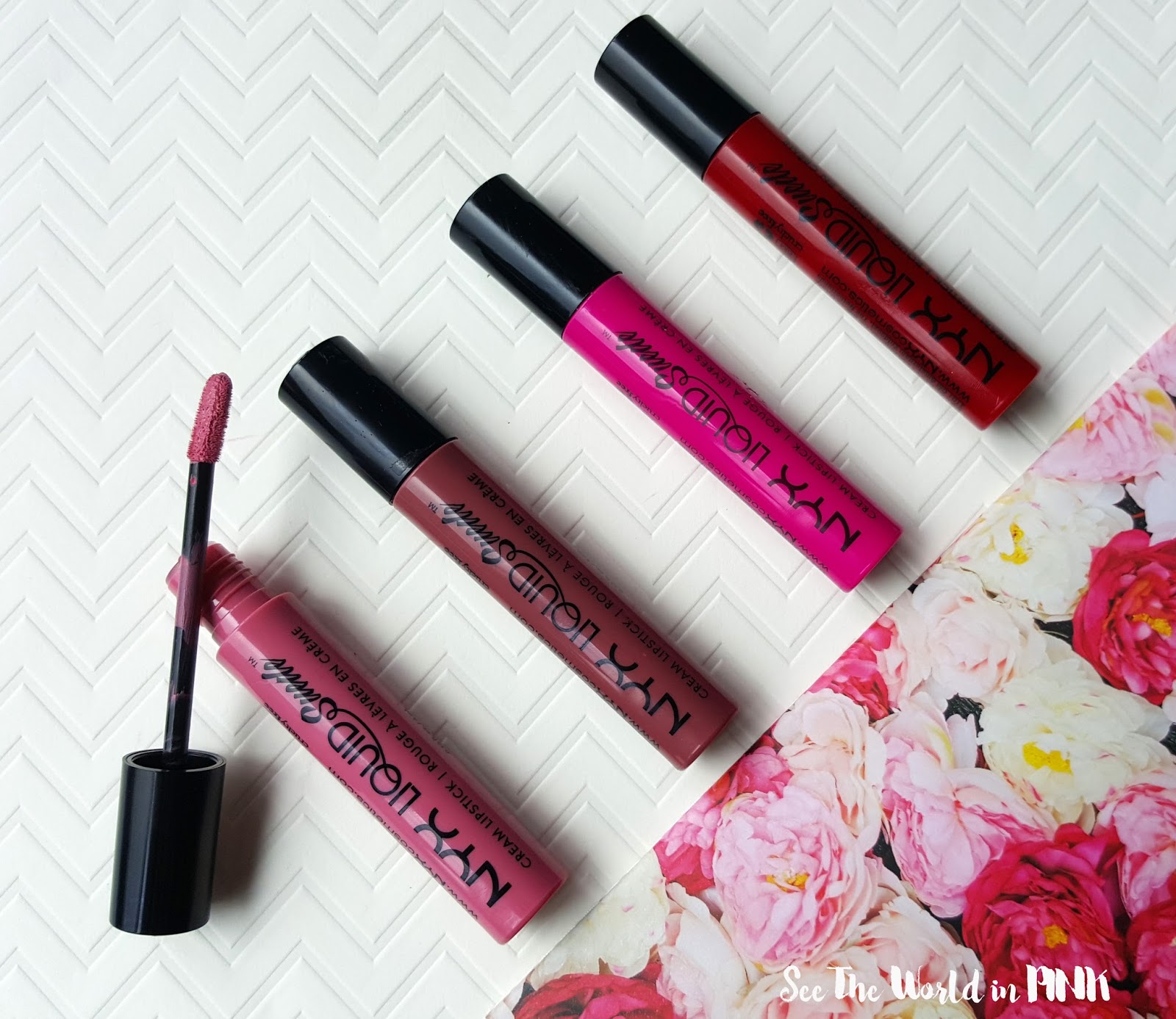 NYX Liquid Suede Cream Lipsticks Review and Swatches See the World in PINK