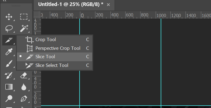 เครื่องมือสไลซ์ใน Photoshop