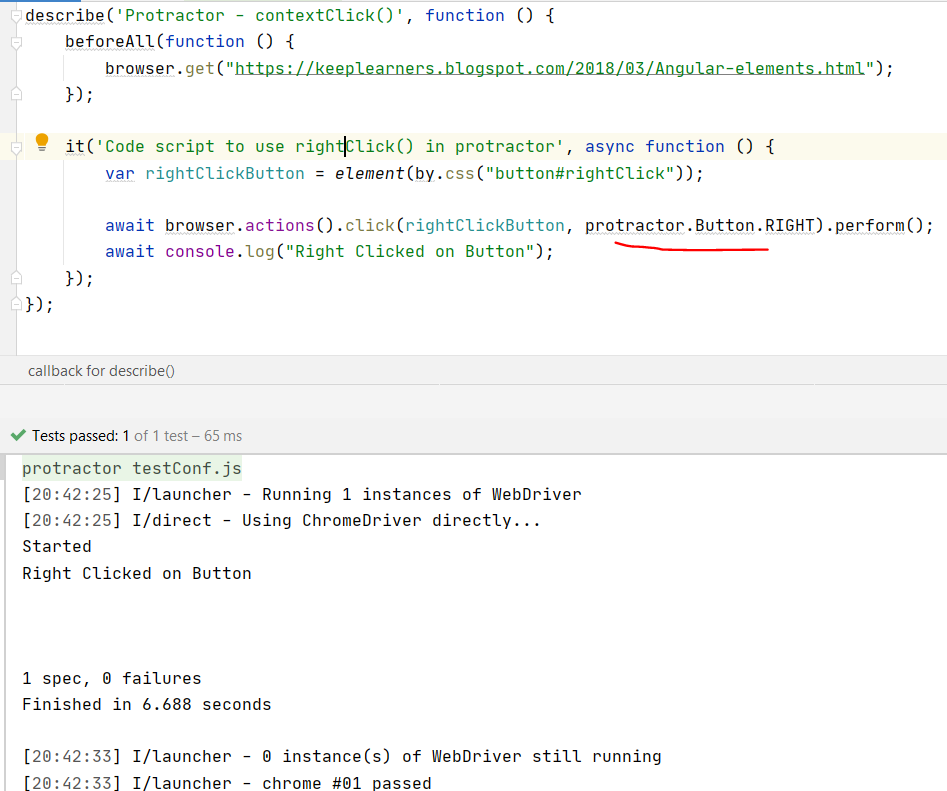 Keep Learning Context click (Right click) in protractor