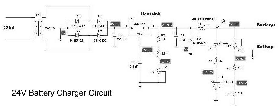 NTE Electronics Circuit: Battery Charger 24V 2A