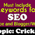 Cricket keywords for Youtube SEO and Website SEO