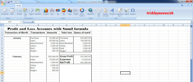 Insert Tab in MS Excel