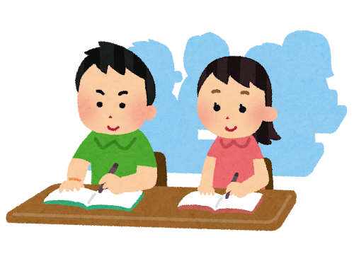 教室で勉強をする子どもたちのイラスト