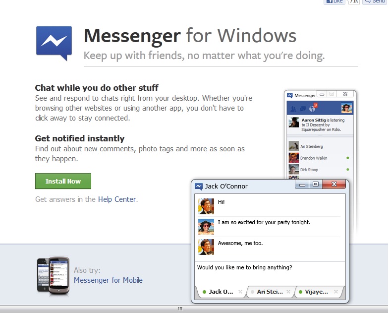 i want to install messenger app