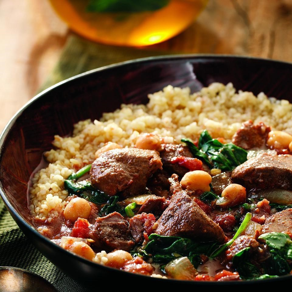 Greek Lamb Stew with Spinach and Artichokes