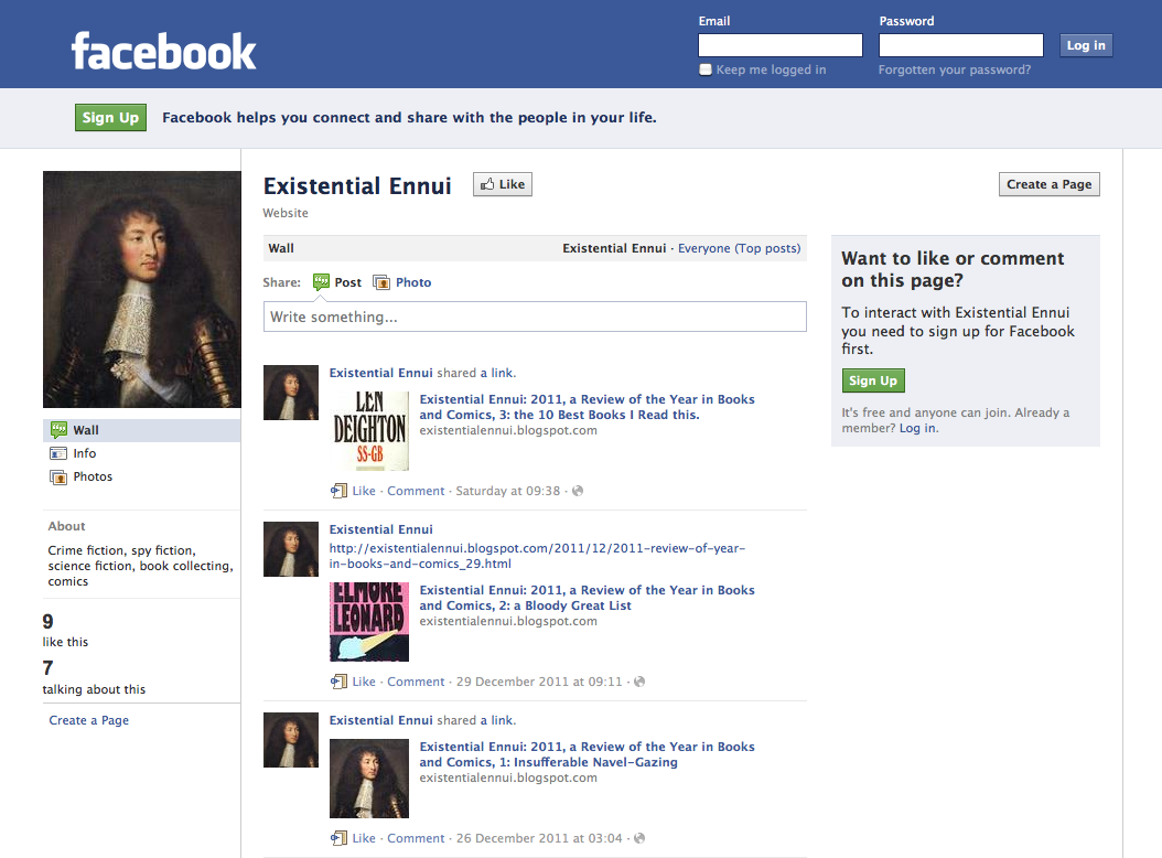 Existential Ennui: Existential Ennui in 2012: a Competition, a Facebook Page, and a List of Authors