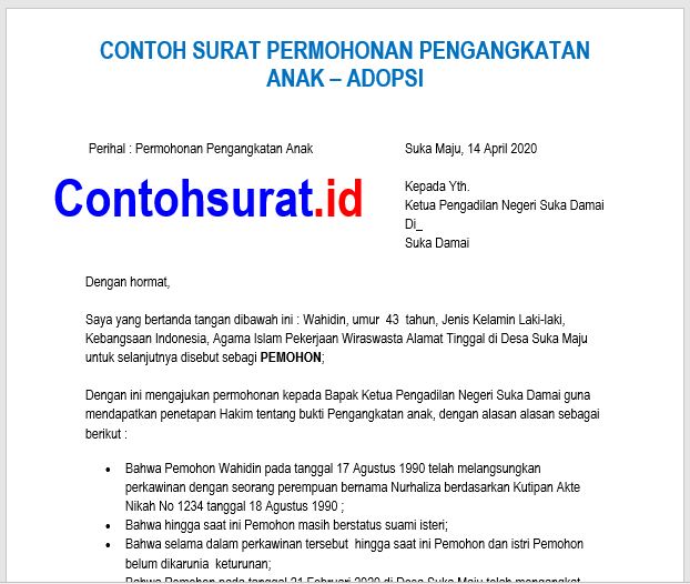 45+ Contoh surat permohonan adopsi anak terbaru terbaik