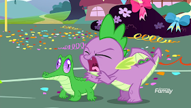Spike yelling at Gummy.
