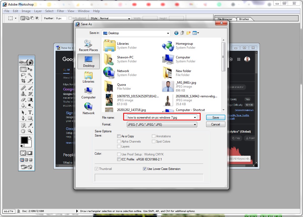 how to screenshot on windows 7 desktop