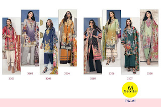 M print vol 3 pakistani Cotton dress Material catalog