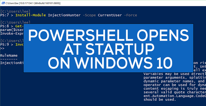 Windows 10에서 시작할 때 PowerShell이 ​​열립니다.