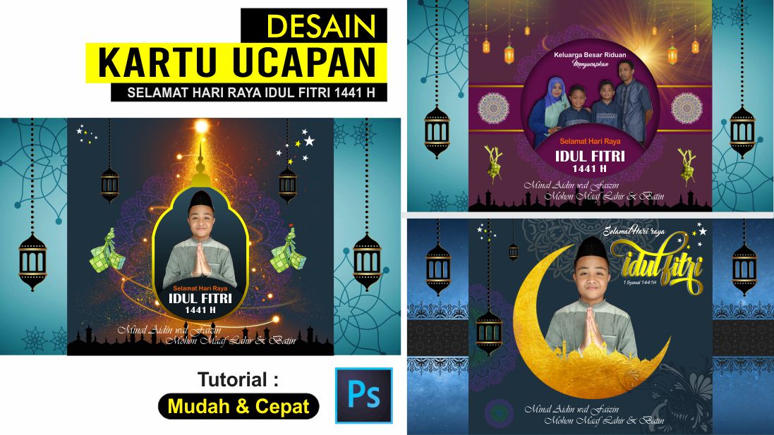 Desain Template Kartu Ucapan Hari Raya Idul Fitri dengan