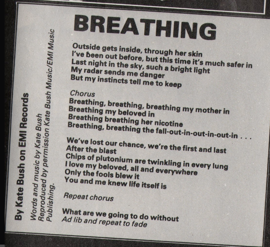 40 Year Itch With "Breathing" Kate Bush releases a single for our times