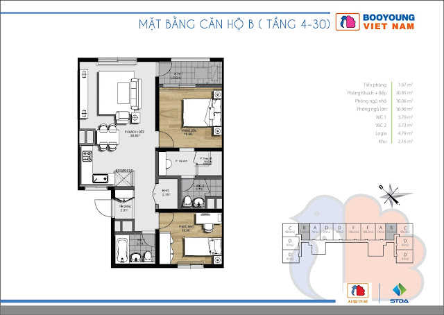 Căn hộ B ( 4 - 11 ) - 74,35 tòa CT-07 