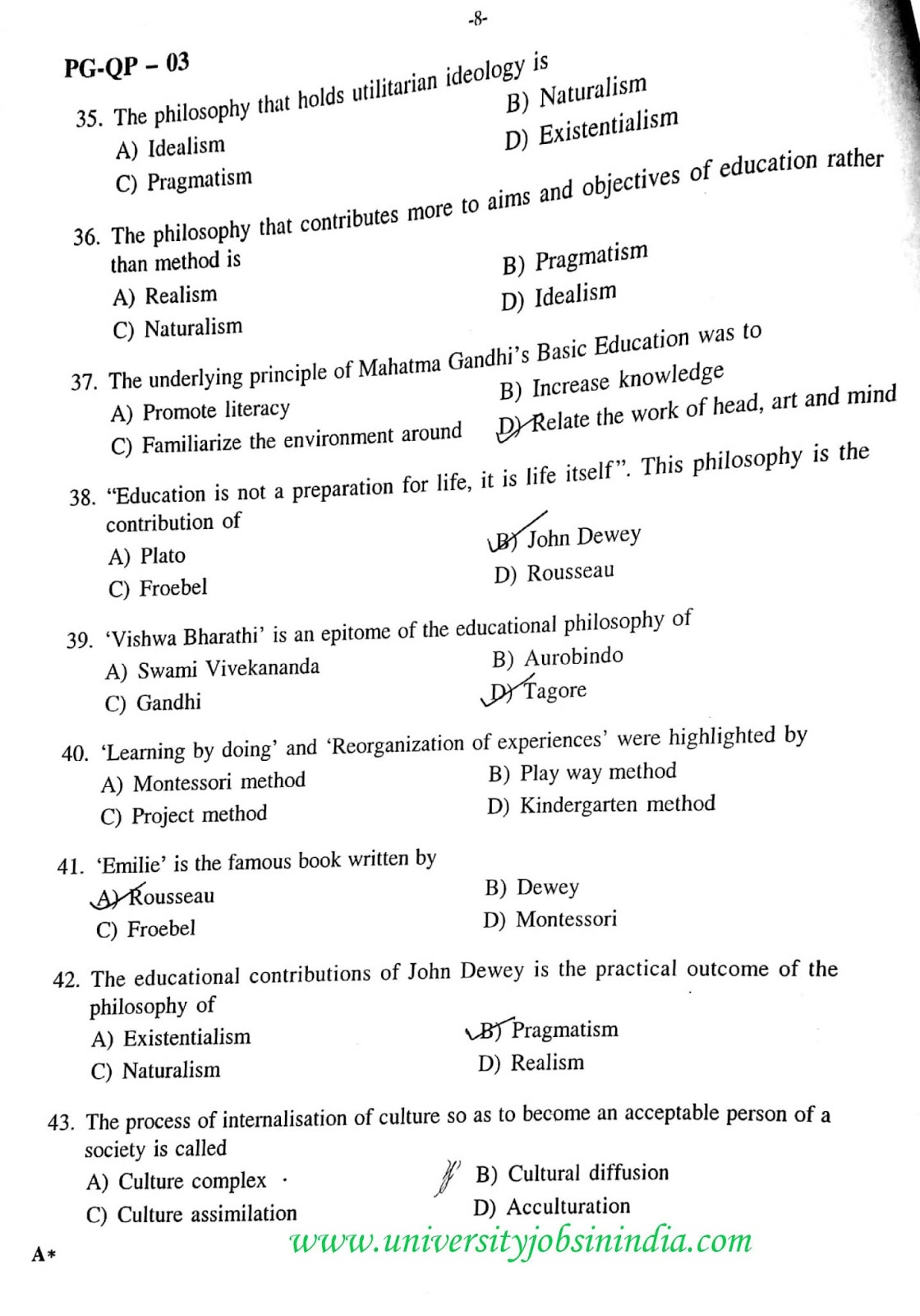 M.Ed. Question Paper CUCET 2019