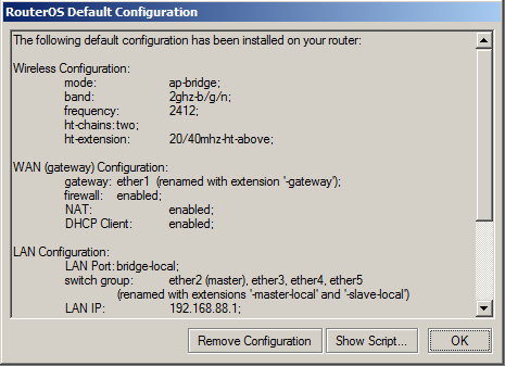 Configuration script. Mikrotik default config ашкуцфыдд.