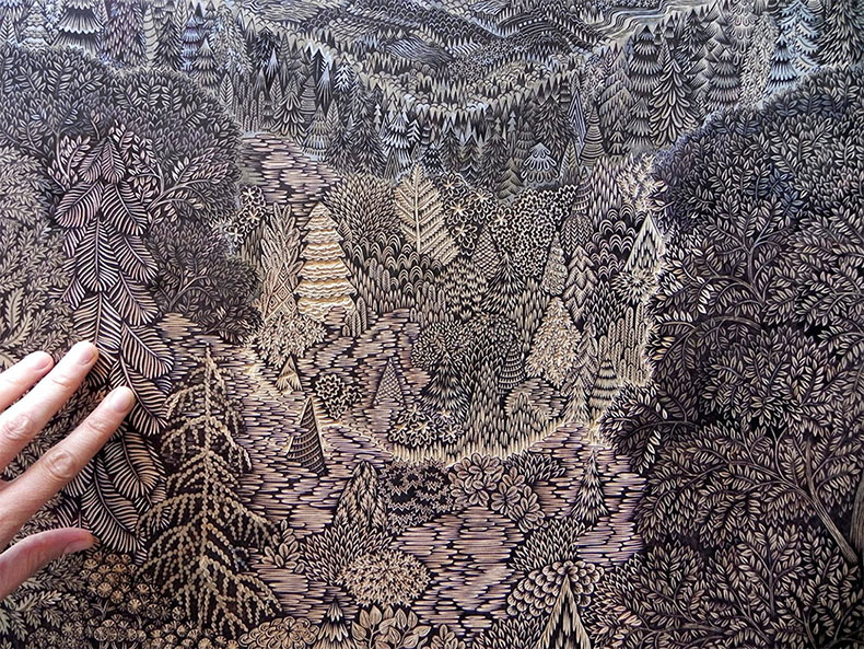 Artistas pasaron casi 2 años tallando este épico paisaje forestal de