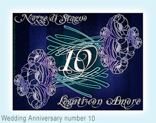 Cartolina per festeggiare l'anniversario di Nozze numero 10