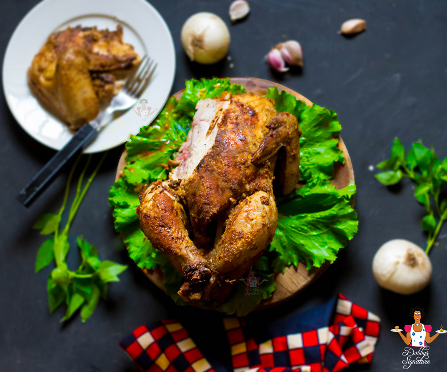 Simple whole roast garlicchili chicken How to roast chicken whole